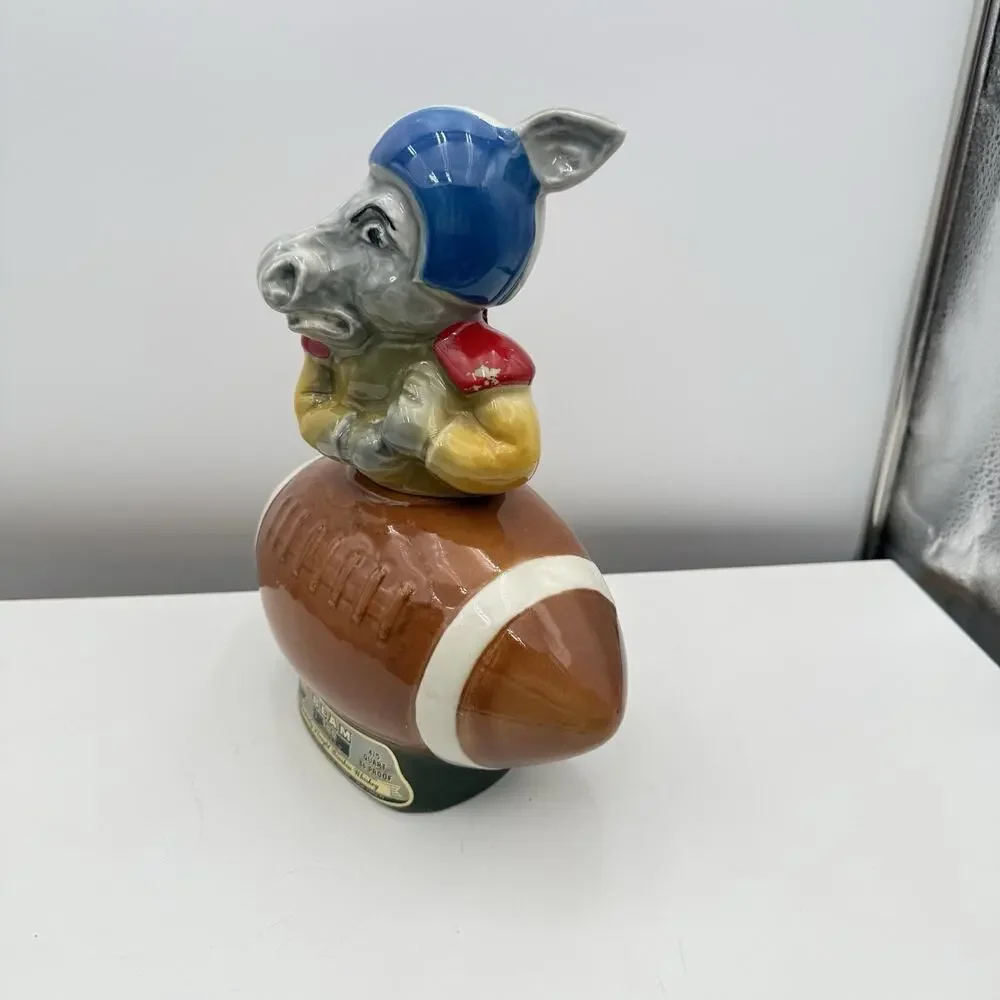 Vintage ‎ 1972 Jim Beam Decanter Democratic Donkey Football Jersey Blue Gray